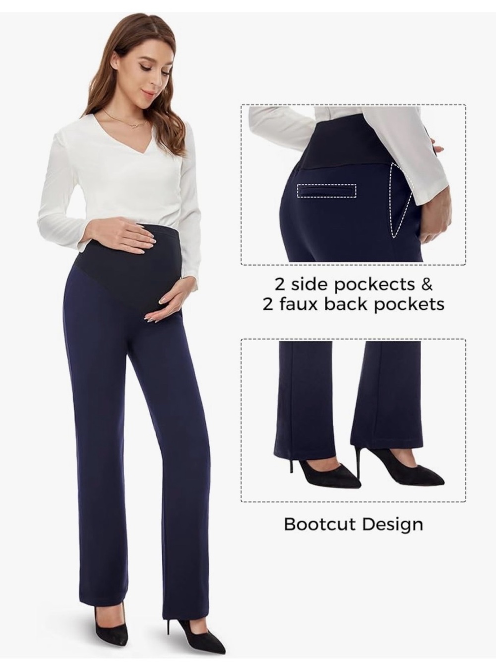 NWT! Tapata Maternity Women's Navy Dress Pants. Medium Tall. 30” Inseam.
